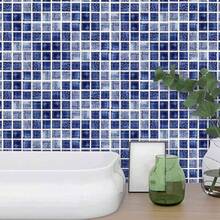 BESPORTBLE 18 Piezas de Baldosas deármol Pelar Y Pegar Pared Adhesivo para Salpicaduras de Vinilo Impermeable Mosaico para Salpicaduras para Baño Cocina 10X10 - Azul oscuro, azul marino - Ver 3