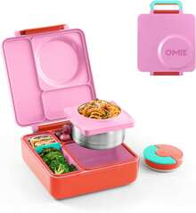 OmieBox Bento Box For Kids - Insulated Bento Lunch Box With Leak Proof Vacuum Insulated Food Jar - 3 Compartments, Two Temperature Zones (Purple Plum) - 藍天 - 查看 1
