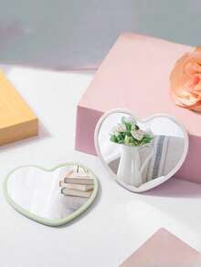 Mini Heart-Shaped Makeup Mirror – Pink Or Black Portable Handheld Vanity Mirror For Bathroom Sink, Dressing Table & Shower Room Use, Cute Pocket Cosmetic Mirror For Daily Grooming, Makeup Touch-Up, Travel & Toiletry Essentials, Bathroom Counter Decor, Desktop Vanity Glass Mirror, Photo Prop, Beauty & Personal Care Accessories, Valentine's Day Gifts, Party Favors