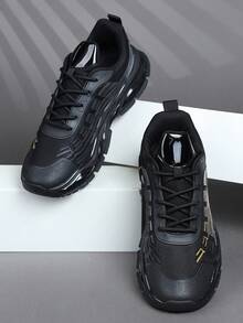 低帮男士运动鞋 休闲跑鞋 慢跑鞋 男士步行鞋 时尚渐变色运动鞋 网球鞋 街头服饰 - 黑色 - 查看 3