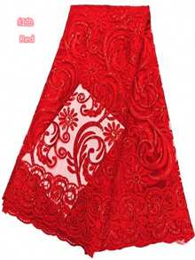 5 Yards/1 Yard High Quality French Mesh Lace Fabric, African Lace Embroidery, Nigerian Sequin Sheer Lace, Suitable For Sewing, Party, Wedding Fabric, Green - Multicolor - View 18