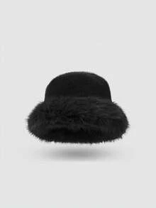 1顶优质宽檐羊毛帽，新款女士秋冬保暖羊毛帽，护耳防风帽，渔夫帽防寒套装 - 彩色 - 查看 5