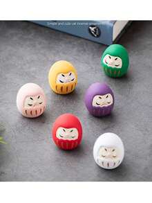 1 quả trứng Daruma không tráng men sáng tạo, đồ trang trí phong thủy khai trương doanh nghiệp, đồ trang trí bàn làm việc mini phong cách Nhật Bản, tượng Daruma hoạt hình nhiều màu, quà tặng cầu mong thịnh vượng, trang trí nhà cửa - Nhiều màu - Xem 2