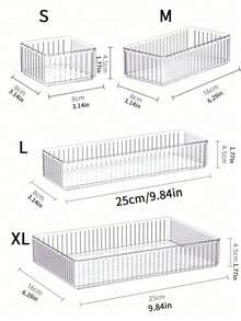 1件/4件/7件/8件装亚克力化妆品抽屉收纳盒套装，多尺寸组合收纳盒，适用于化妆品和护肤品、办公用品、桌面配件、珠宝托盘、桌面收纳、家居装饰 - 透明 - 查看 7