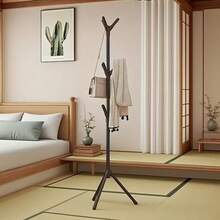 1pc Modern Tree-Shaped Coat Rack - Freestanding Floor Hanger With Sturdy Triangular Base, Durable Plastic Material, Lightweight 360° Rotating Hooks, Space-Saving Entryway, Bedroom, Living Room Home Organizer, Scandinavian Minimalist Single Rod Bedroom Clothes Hanger, Easy Assembly For Home, Office, Hotel, Black/White 6/9 Hooks Available, Multi-Functional Storage, Suitable For Apartment Living - Multicolor 2 - View 3