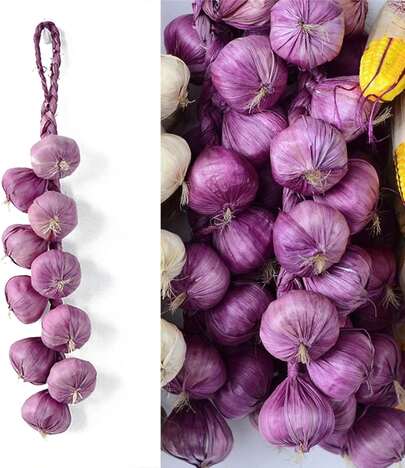 EstiloCuerda De Ajo Artificial, 1 Paquete De Cuerda Para Colgar Vegetales Falsos De SimulacióN Realista Para Accesorios De FotografíA, Hogar, Oficina, Cocina, DecoracióN De Cosecha (Morado, 1 Unidad)VersióN Mejorada