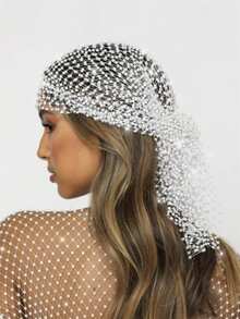 1 Peça Tiara de Rede de Cristal e Strass, Acessório de Cabelo de Tela Brilhante, Faixa de Cabelo Elástica, Tiara de Noiva Elegante, Decoração de Cabelo Personalizada, Adequada para Uso Diário, Dança, Casamento, Festa, Eventos, Dia dos Namorados e Mais - Branco - Visão 8