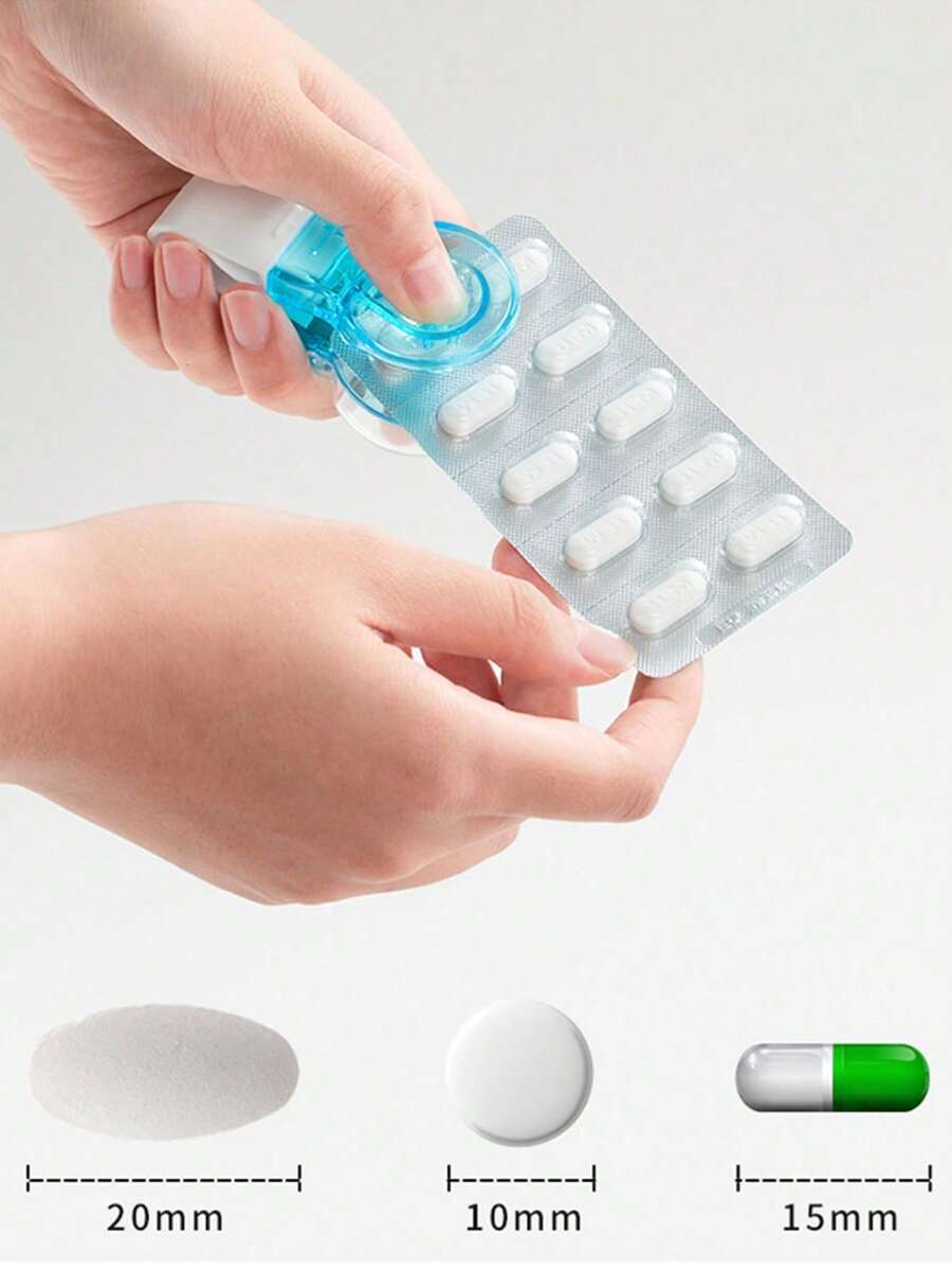1pc Travel Pill Box, Pill Storage Container, Medication Organizer For Pill Splitting And Cutting - Multicolor - View 1