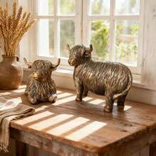 Encantadora estátua de vaca das Terras Altas em resina - peça decorativa para sala de estar, quarto, mesa de escritório, armário, estante, ótima opção de presente para o Dia das Mães, inauguração de casa e aniversário para mulheres, mães e avós. - Multicolorido - Ver 9