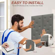 4片/6片装3D立体压纹泡沫墙纸，仿皮纹理，触感柔软，自粘泡沫墙贴，可重复使用和裁剪，卧室装饰背景，隔音加厚墙面覆盖物，床头板软包，防水、防潮、防尘、防撞贴纸，家居装饰墙贴 - 彩色 - 查看 3