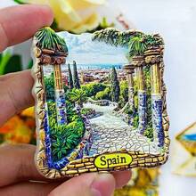 1/2个树脂冰箱贴，西班牙旅游纪念品 - 巴塞罗那圣家堂、瓦伦西亚、塞维利亚、马德里、西班牙海鲜饭，家居装饰，办公室装饰，海岛度假装饰，卧室墙面装饰，磁性贴纸 - 彩色 - 查看 20