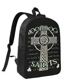 Boondock Saints Celtic Cross Design Fashionable Geometric Pattern Backpack -  (All-Match) Style For Women & Men - Black - View 1