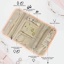 Joyero de Viaje para Mujer, Rollo Plegable de Almacenamiento de Joyas, Alajeros Joyeria Mujer, Organizadora de Joyas de Viaje Portátil, Alhajero de Viaje para Accesorios - Negro - Ver 3
