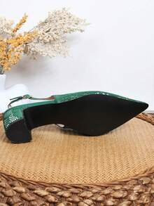 2026新款女士时尚玛丽珍粗跟露跟凉鞋，纯色尖头套脚高跟鞋，百搭正式场合女士高跟凉鞋，舒适优雅的新娘婚鞋，适合通勤、户外、派对、日常穿着，River Island黑色装饰网面女士高跟鞋