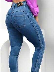 Skinny Jeans With Side Details And Premium Elastane. - 藍色 - 查看 2