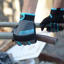 - Guantes de trabajo con agarre para hombre y mujer, guantes de  para jardn y uso general, flexibles y compatibles con pantallas tctiles, guantes de mecnico - S (Paquete de 1) + Gris - Ver 6