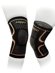 1 Pair Of Knee Guards For Both Men And Women - Copper Men's Knee Guards, Which Can Relieve Knee Pain. They Are Used To Alleviate Knee Pain, Treat Arthritis, Protect Knees During Exercise And Provide Rehabilitation Support. They Are Suitable For Sports, Running, Weightlifting, Etc., And Can Provide Support For The Knees In These Activities. Black Style.