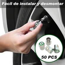 STAYOUNG 50PCS Tapones de Válvula - Tapones Antipolvo para Válvulas de Neumáticos, Latón Cromado, con Símbolo de Nitrógeno N2, para Coches, Motos, Bicicletas y Vehículos Eléctricos (Plateado) - 1 - Ver 6