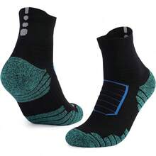 Calcetines de Baloncesto Genéricos, Calcetines Deportivos Transpirables para Exteriores, Calcetines de Correr para Hombres y Mujeres - Negro y verde - Ver 13