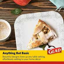 Glad - Platos de papel desechables impresos, 50 unidades de 10 pulgadas, platos de papel resistentes con hermoso diseño impreso, a prueba de remojo, 50 platos de papel cuadrados | Platos desechables,(Gris 50 Count (Pack of 1)) - Multicolor - Ver 4