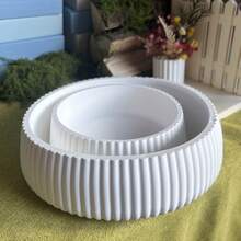 DIY粘土模具条纹储物碗、水泥、石膏、蜡烛模具、首饰收纳盒、硅胶模具 - 白色 - 查看 5