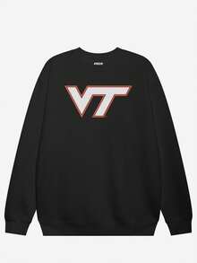 Virginia Tech Hokies Primary Logo Crew Neck Sweatshirt -1 (2) - Black - View 1