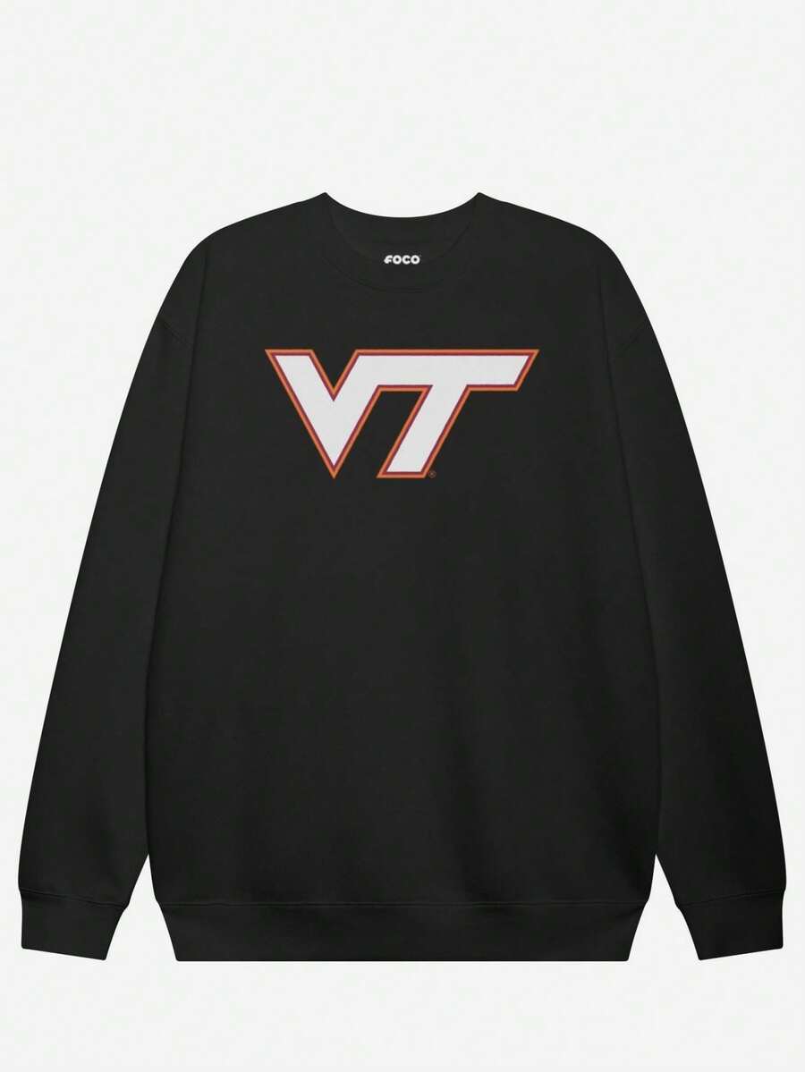 Virginia Tech Hokies Primary Logo Crew Neck Sweatshirt -1 (2) - Black - View 1