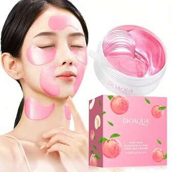 60片装蜜桃保湿眼膜贴，玻尿酸眼膜，抗黑眼圈眼袋，玫瑰胶原蛋白保湿抗皱眼膜，眼部护肤面膜