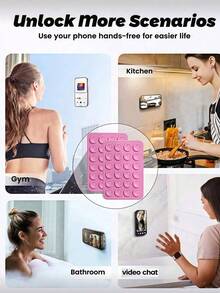 1pc Silicone Suction Cup Phone Holder, Octobuddy Brand Sticky Phone Stand, Seamless Adhesion, Suitable For Bathroom, Kitchen, Bedroom, Living Room, Dining Room, Gym, Car, Travel Essential, Travel & Study Supplies, School Supplies, Holiday Camping, Holiday Essential, Vacation Accessories, Mini Summer - Multicolor - View 6