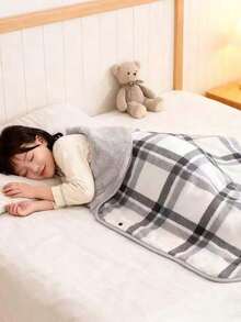 1件加厚双层格子法兰绒披肩毯，用途广泛，居家、办公皆宜，韩式风格可穿戴毯，孕妇裹巾，哺乳巾，保暖毯，送给妈妈的绝佳礼物，秋冬季可搭配连衣裙