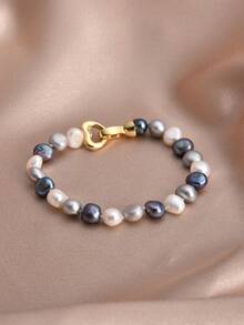 1 chiếc vòng tay hình trái tim bằng ngọc trai tự nhiên mạ vàng 18K dành cho nữ, thích hợp để đeo hàng ngày, dự tiệc, ngày lễ tình nhân, ngày của mẹ, sinh nhật, đám cưới, lễ đính hôn, quà tặng cô dâu - Nhiều màu - Xem 13