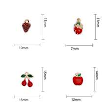 每包包含10件水果饰品，包括樱桃、菠萝、香蕉、油滴、合金首饰、小吊坠、DIY手链、项链、耳环和包包挂件。 - 彩色 - 查看 3