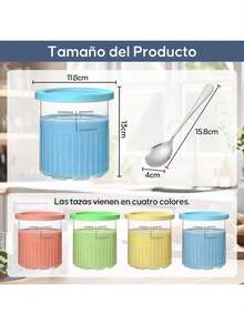 EstiloNC500 NC501-4 Pintas para  Creami Deluxe de 24 onzas con Tapas de almacenamiento, Pinta de Helado para  creami, Compatible con Fabricantes de Helados  Creami de lujo de la serie NC500Versión mejorada - 1 - Ver 3