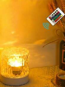 1pc Water Wave LED Atmosphere Projection Light - USB Powered With Remote Control, 16 Color Changing Modes, Suitable For Bedroom, Living Room And Office Decor, Valentine's Day & Holiday Gift, Modern Polished Metal & Plastic Design, Desk Lamp, Creative Room Ambiance, Portable Lighting - Multicolor - View 5