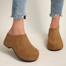 Women's Brown Winter Mule Boots - Fleece Lined, Slip-On Design, Thick Sole, Cozy & Classic For Indoor/Outdoor Casual Wear, Cold Days - 棕色 - 查看 4