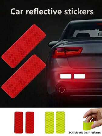 8 piezas Señales de advertencia de nocturna automotriz anti-colisión impermeables, pegatinas reflectantes multifuncionales, universales para automóviles, vehículos eléctricos, motocicletas