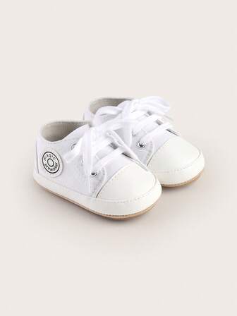 3-6-9个月婴儿休闲系带软底鞋，适合1岁男孩女孩，白色运动鞋，春秋季