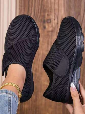 Adjustable Hook And Loop Strap Orthopedic Walking Shoes, Suitable For Wide Feet, High Instep, Swollen Feet, Comfortable For Elderly, Middle-Aged Women