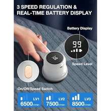 Quita Pelusa para Ropa Recargable, Removedor De Pelusa Electrico, Quitapelusas Electrico, Limpiador de Pelusa de suéter con 5 Cuchillas de Repuesto, Cepillo, Cable de Carga (Blanco) - / - Ver 4