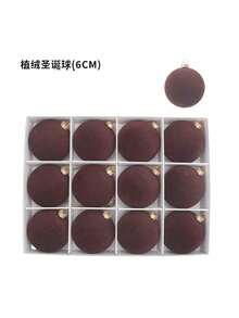 12个植绒圣诞装饰球，植绒圣诞树球装饰，防碎圣诞灯泡装饰套装，塑料植绒装饰球，适用于节日、婚礼、派对、家居装饰