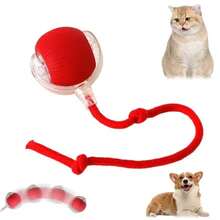 1Pcs The Interactive Cat Toy Is Suitable For Indoor Cats. It Features A Fast Ball With A Tail. The Automatic Moving Cat Ball Is Perfect For Bored Adult Indoor Cats. It Has Dual-Speed Adjustment And 360 ° Automatic Ball Rolling - 紅色 - 查看 8