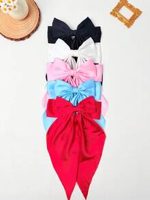 5个超大蝴蝶结发夹，带丝带 - 适合厚发或薄发，防滑爪夹，女孩发饰，丝带，丝带蝴蝶结，发夹，蝴蝶结，派对发饰，母亲节时尚，日常派对，情人节发饰，情人节爪夹，学习用品 - 彩色 - 查看 2