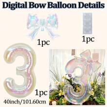 40-calowe (101,6 cm) matowe białe balony cyfry/kolorowe balony cyfry z różową kokardką/kolorowe balony z kokardką, matowy biały zestaw balonów foliowych cyfry, odpowiednie na urodziny w wieku 0-9 lat, różowa księżniczka, motyw westernu, przyjęcie urodzinowe, dekoracje balonowe, rocznica, dekoracja na przyjęcie z okazji ukończenia szkoły, dekoracja ślubna, dekoracje urodzinowe, dekoracja świąteczna, hel do balonów, dekoracja na Halloween - Wielokolorowe - Zobacz 25