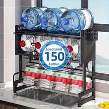 HanTai Over The Sink Dish Drying Rack 3-Tier Dish Drainer Racks With Cover Space-Saving Kitchen Organizer For Dishes, Glasses, Bowls & Cutlery - Black - View 3