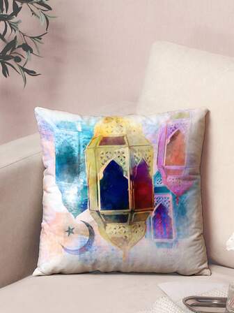 1/4 st. fyrkantigt örngott med månmönster, Ramadan-mönster örngott (örngottinlägg ingår ej), hudvänligt material, sängkläder, lämplig för vardagsrum, sovrum, soffa, bil, alla årstider, tillbaka till skolan, julklapp