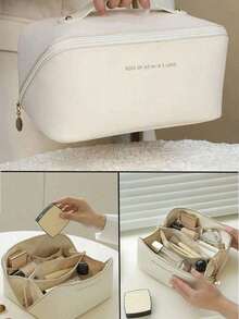 PU皮革防水化妆包，大容量双层化妆包，多功能旅行收纳包，化妆品整理收纳包，化妆品收纳袋，护肤包，大容量洗漱包，旅行家用化妆包整理器，化妆品收纳袋 - 彩色 - 查看 16