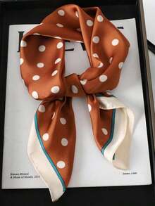 1pc Women's Luxurious Elegant Fashion Color Block Printed Silk Bandana Scarf, 70*70cm, Suitable For Daily Wear, Best Choice For Gift - màu nâu - Xem 4