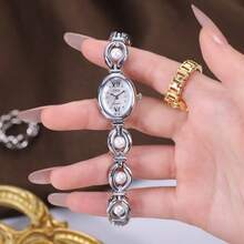 1pc Women's Vintage High-Quality Exquisite Luxury Pearl Bracelet Watch, Suitable For Holiday Gifts And Daily Wear - White - View 7