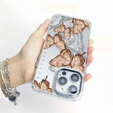 Elegante funda con diseño de mariposa, compatible con iPhone 16, 15, 14 Pro Max, 13, 12, 11, XR y XS Plus. Fabricada en silicona TPU, ofrece protección contra golpes y caídas, además de una excelente sensación al tacto. Es el regalo ideal para familiares, amigos y seres queridos. - transparente - Ver 6