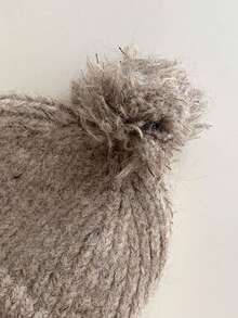 1 件混色毛绒绒球护耳针织渔夫帽，秋冬季保暖厚针织帽带领带，男女通用绒球针织帽冬季圣诞无檐帽 - 彩色 - 查看 11